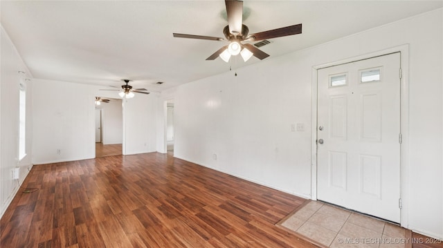 702 E Elgin Pl, Broken Arrow, OK 74012 - foyer entrance featuring a ceiling fan and wood finished floors