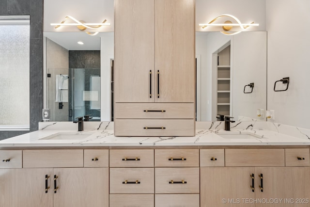 12622 S Granite Ave E, Bixby, OK 74008 - full bath with double vanity and a stall shower