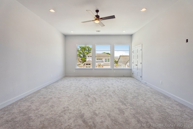 12622 S Granite Ave E, Bixby, OK 74008 - carpeted empty room featuring a ceiling fan and recessed lighting