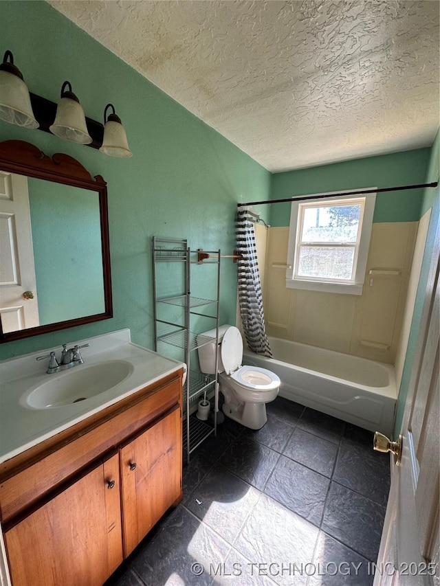 14274 W Clyde Maher, Tahlequah, OK 74464 - bathroom featuring vanity, shower / bath combination with curtain, and a textured ceiling