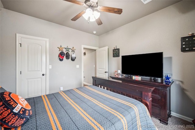 18820 S Kiowa Rd, Claremore, OK 74017 - carpeted bedroom featuring a ceiling fan and baseboards
