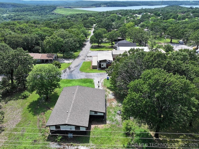 97951 S 4489th Rd, Vian, OK 74962 - aerial view of property and surrounding area featuring a nearby body of water and a heavily wooded area