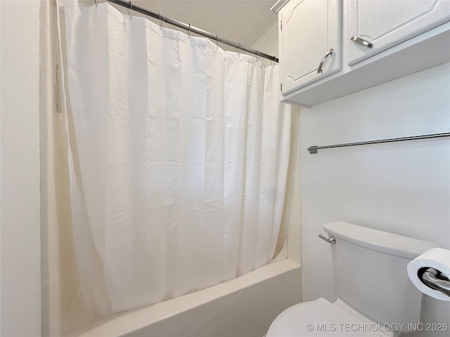 1604 N 2nd Ave, Warner, OK 74469 - bathroom featuring toilet and shower / bath combination with curtain