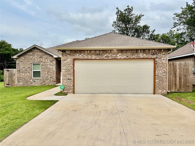2125 N Lansing Ave W, Tulsa, OK 74106 - ranch-style home with brick siding, concrete driveway, an attached garage, and roof with shingles