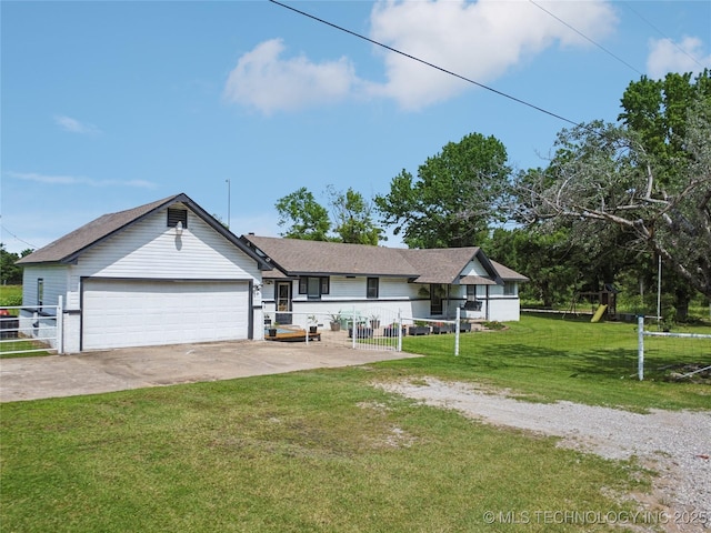 9025 N 156th Rd, Beggs, OK 74421 - ranch-style home featuring driveway, a garage, and a playground