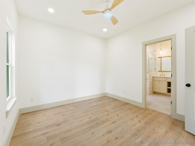 2 Valley View Dr, Burneyville, OK 73430 - unfurnished room featuring light wood-style flooring, a ceiling fan, and recessed lighting