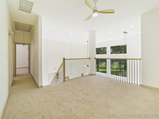 2 Valley View Dr, Burneyville, OK 73430 - unfurnished room featuring attic access, carpet, ceiling fan, and recessed lighting