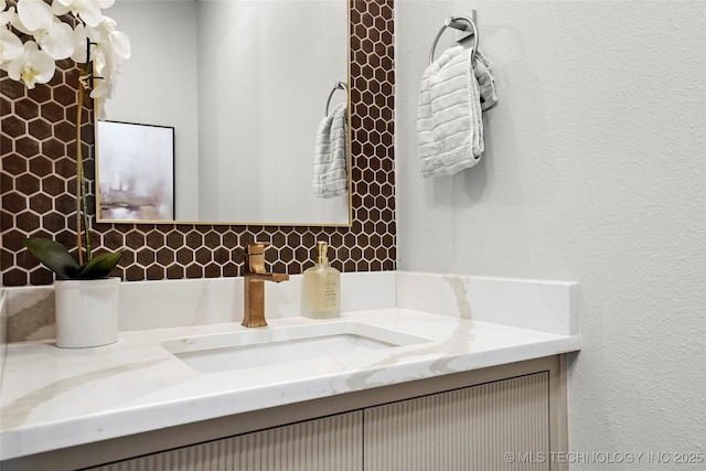 3008 S Boston Ct, Tulsa, OK 74114 - bathroom featuring tasteful backsplash and vanity