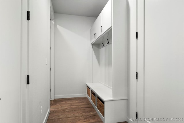 3008 S Boston Ct, Tulsa, OK 74114 - mudroom with dark wood-style flooring and baseboards