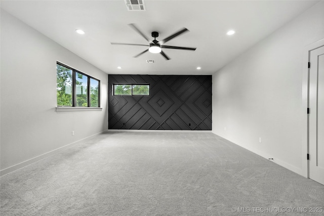 3008 S Boston Ct, Tulsa, OK 74114 - carpeted spare room featuring ceiling fan and recessed lighting
