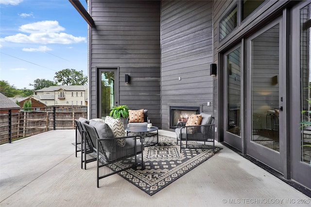 3008 S Boston Ct, Tulsa, OK 74114 - view of patio featuring an outdoor living space with a fireplace