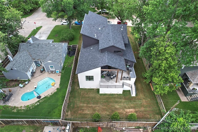 3008 S Boston Ct, Tulsa, OK 74114 - aerial overview of property's location featuring a pool area