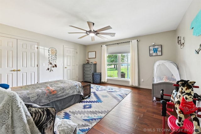 23535 E 720th Rd, Wagoner, OK 74467 - bedroom featuring wood finished floors and a ceiling fan