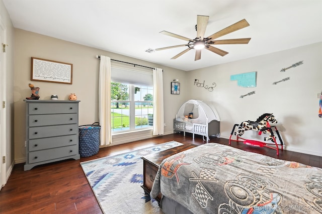 23535 E 720th Rd, Wagoner, OK 74467 - bedroom featuring wood-type flooring and ceiling fan