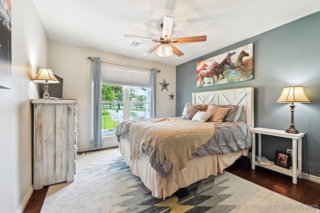 23535 E 720th Rd, Wagoner, OK 74467 - bedroom featuring wood finished floors and a ceiling fan