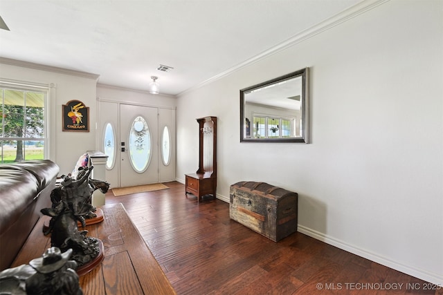 23535 E 720th Rd, Wagoner, OK 74467 - entrance foyer featuring crown molding and wood finished floors