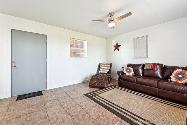 23535 E 720th Rd, Wagoner, OK 74467 - living area featuring ceiling fan and baseboards