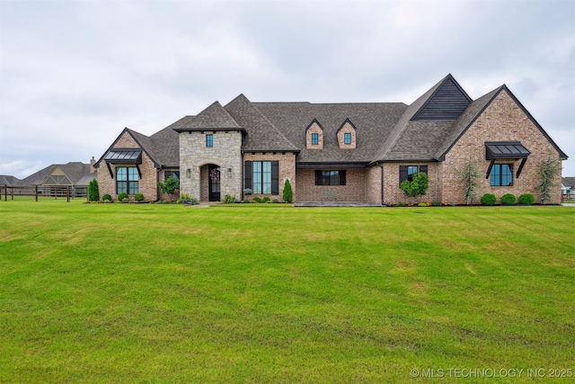 11325 S 212th E Ave, Broken Arrow, OK 74014 - french country inspired facade featuring brick siding, roof with shingles, and stone siding
