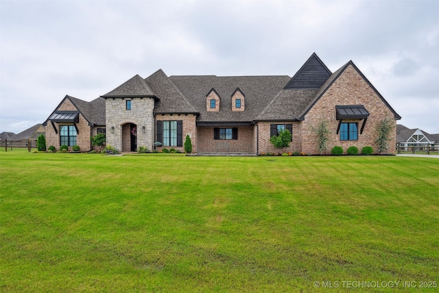 11325 S 212th E Ave, Broken Arrow, OK 74014 - french country home featuring brick siding, a shingled roof, and stone siding