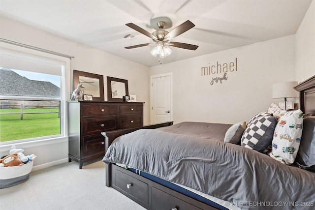 11325 S 212th E Ave, Broken Arrow, OK 74014 - bedroom with light colored carpet and ceiling fan