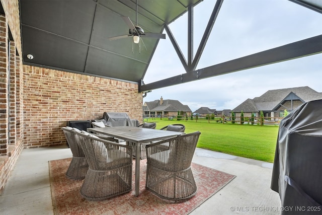 11325 S 212th E Ave, Broken Arrow, OK 74014 - view of patio with ceiling fan, outdoor dining area, area for grilling, and a residential view