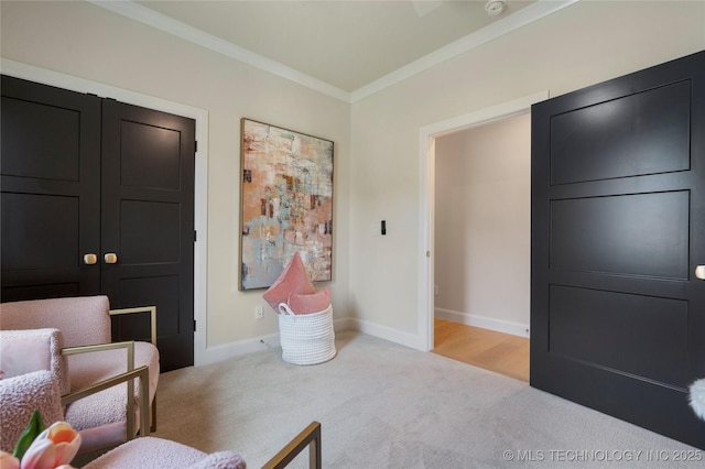 6026 E 119th Pl, Tulsa, OK 74137 - sitting room featuring crown molding and light colored carpet