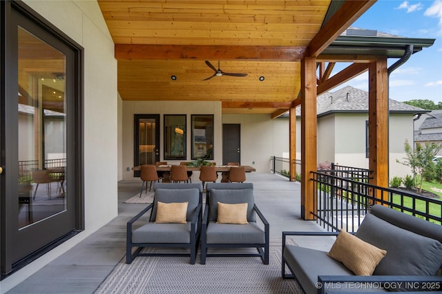 6026 E 119th Pl, Tulsa, OK 74137 - view of patio featuring an outdoor hangout area, ceiling fan, and outdoor dining area