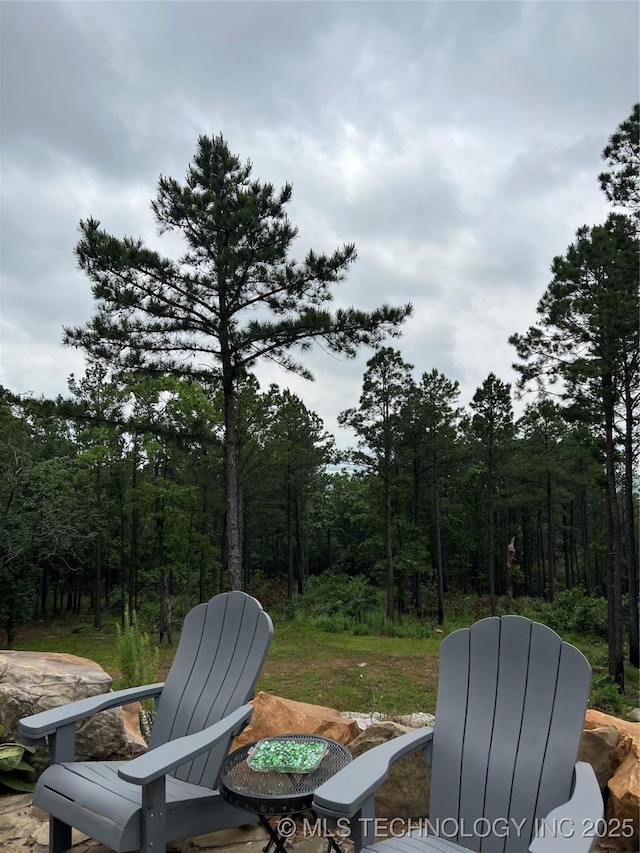 13425 SW 1025th Ave, Tuskahoma, OK 74571 - view of yard with a forest view