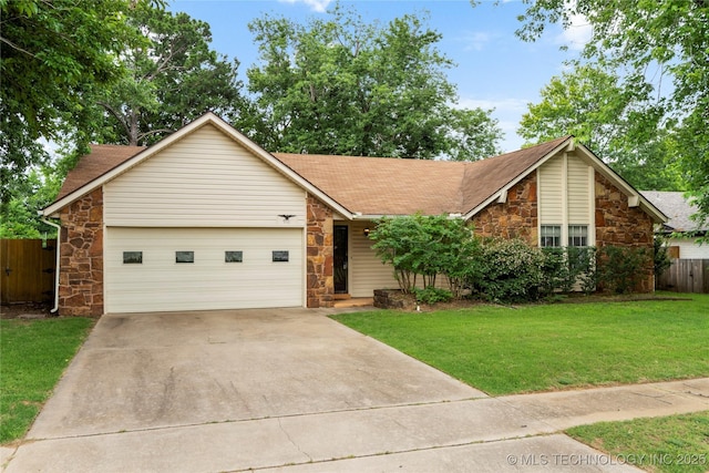 911 N Fir St, Jenks, OK 74037 - view of front facade with stone siding, an attached garage, driveway, and a shingled roof