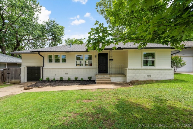 4015 S Urbana Ave, Tulsa, OK 74135 - ranch-style house with brick siding, driveway, an attached garage, crawl space, and roof with shingles