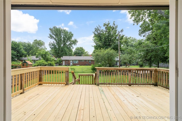 4015 S Urbana Ave, Tulsa, OK 74135 - deck with a lawn and view of scattered trees
