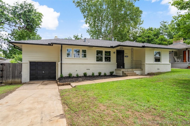 4015 S Urbana Ave, Tulsa, OK 74135 - single story home with brick siding, a garage, concrete driveway, and a chimney