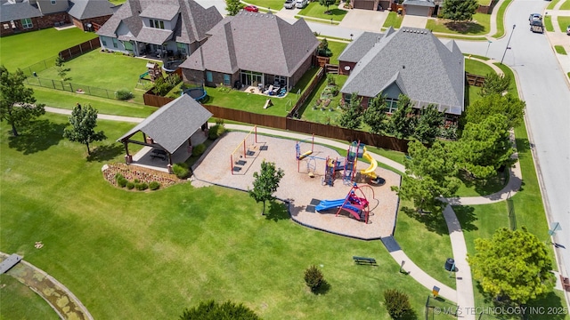 12913 S Ash St, Jenks, OK 74037 - aerial perspective of suburban area featuring a park