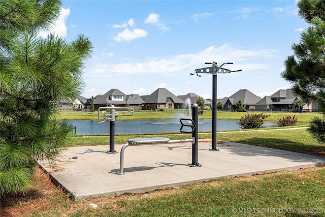 12913 S Ash St, Jenks, OK 74037 - view of property's community with a residential view, a lawn, and a water view
