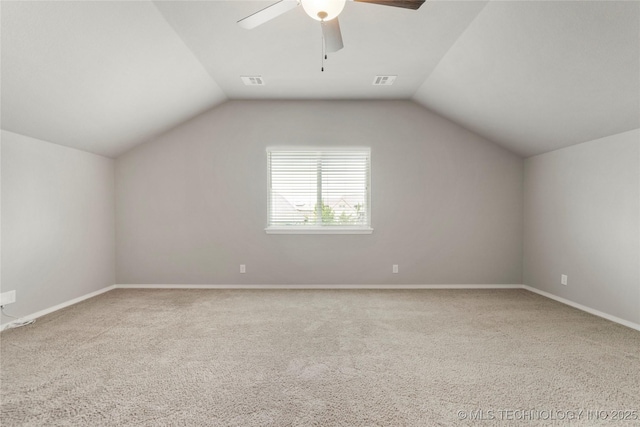12913 S Ash St, Jenks, OK 74037 - bonus room with carpet, a ceiling fan, and vaulted ceiling