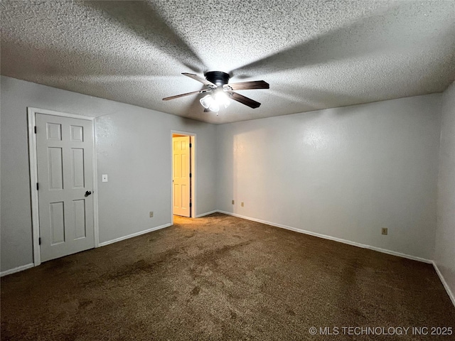 619 W 4th St, Skiatook, OK 74070 - unfurnished bedroom with carpet, a textured ceiling, and ceiling fan