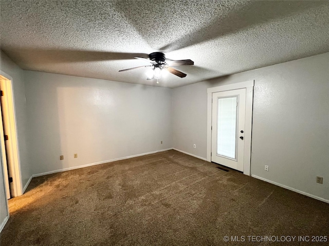 619 W 4th St, Skiatook, OK 74070 - unfurnished room featuring ceiling fan, carpet, and a textured ceiling