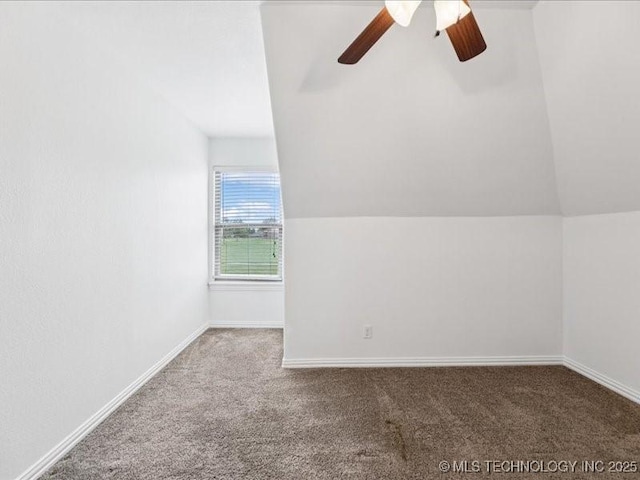 19345 S Fieldstone Dr E, Claremore, OK 74017 - additional living space featuring carpet, a ceiling fan, and lofted ceiling