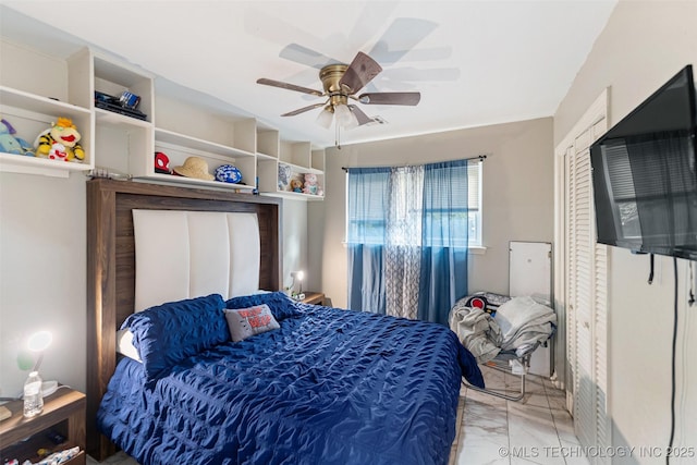 9667 E 27th St, Tulsa, OK 74129 - bedroom featuring marble finish flooring and ceiling fan