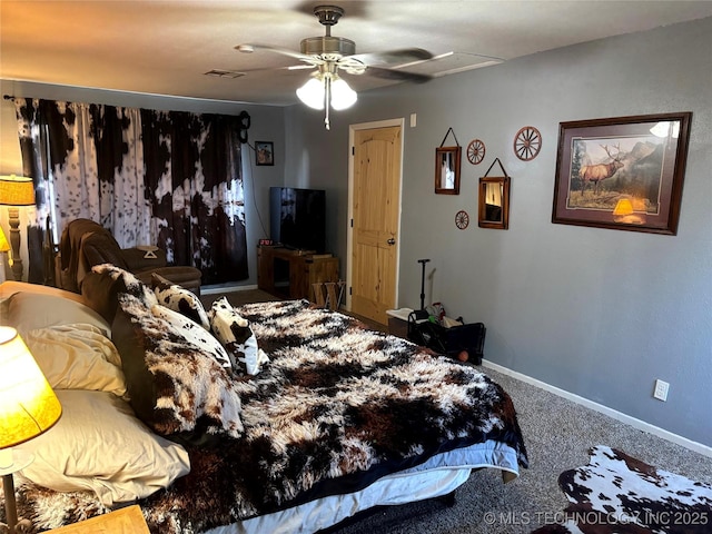 24 Lakeside, Adair, OK 74330 - bedroom with attic access, carpet flooring, and a ceiling fan