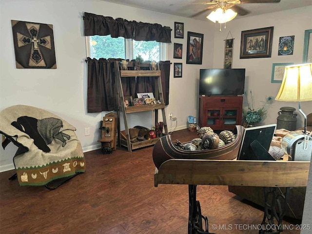 24 Lakeside, Adair, OK 74330 - living area featuring ceiling fan and wood finished floors