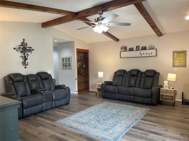 3800 S Narcissus Ave, Broken Arrow, OK 74011 - living area with wood finished floors, a ceiling fan, and a textured ceiling