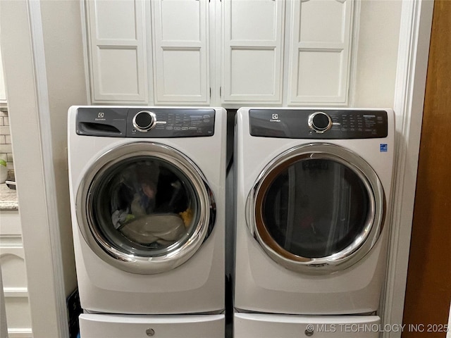 3800 S Narcissus Ave, Broken Arrow, OK 74011 - washroom featuring washing machine and dryer and cabinet space