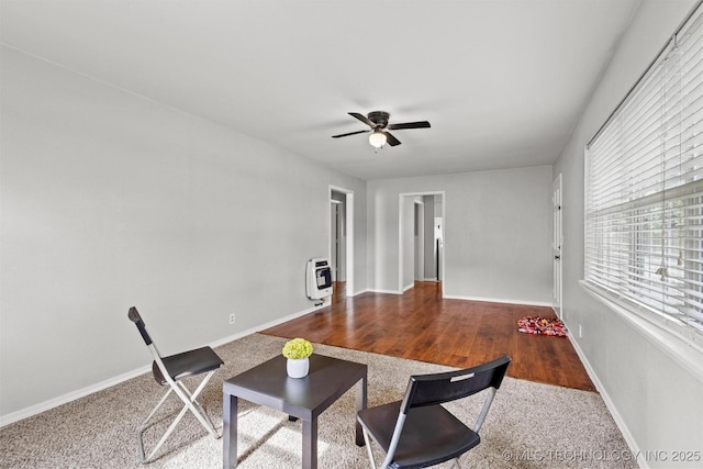 707 Bradwell St, Colbert, OK 74733 - living room featuring heating unit and ceiling fan