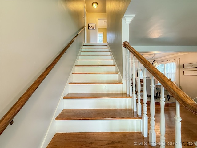 1312 S Oak, Ada, OK 74820 - staircase with wood finished floors