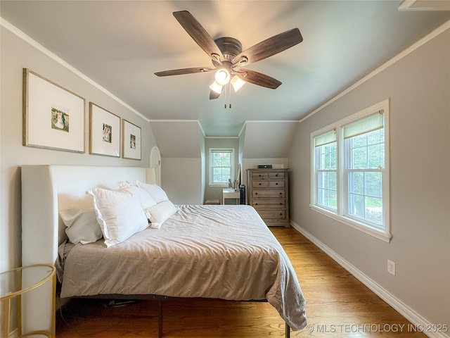 1312 S Oak, Ada, OK 74820 - bedroom with ornamental molding, light wood-type flooring, and a ceiling fan