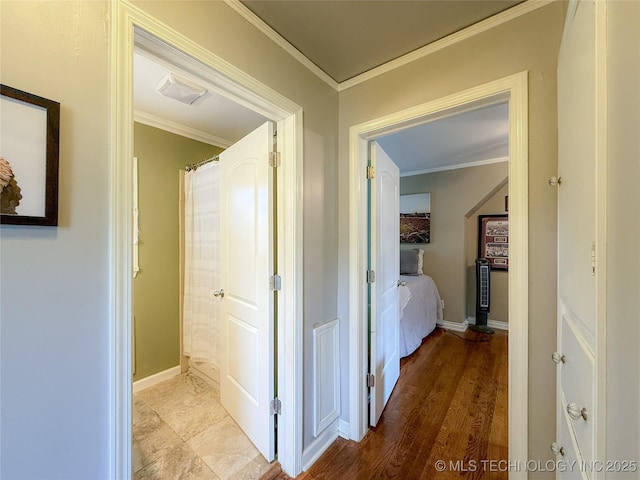1312 S Oak, Ada, OK 74820 - hall with crown molding and wood finished floors