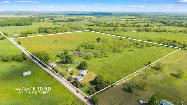 447247 E 70th Rd, Welch, OK 74369 - aerial view of sparsely populated area with property parcel outlined
