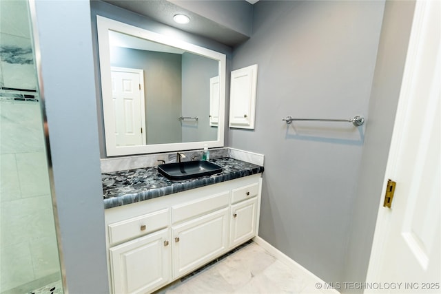 7224 NW 102nd, Oklahoma City, OK 73162 - bathroom with vanity and baseboards