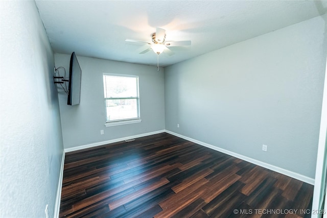 7224 NW 102nd, Oklahoma City, OK 73162 - unfurnished room with ceiling fan and dark wood-style flooring
